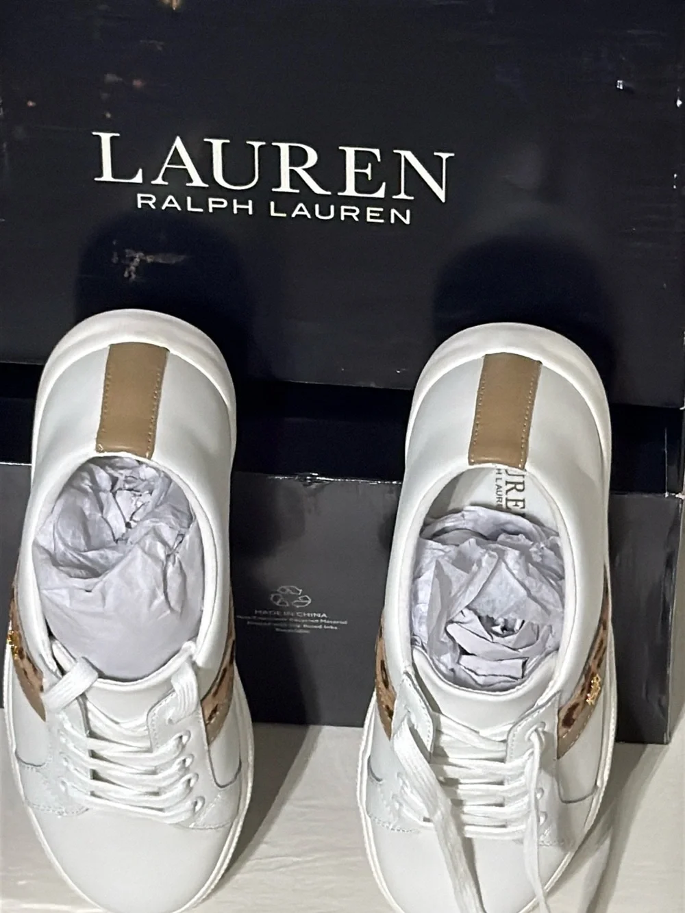 POLO RALPH LAUREN White Low-Top Leather Sneakers women’s size 9.5/ EU 41 *NEW*